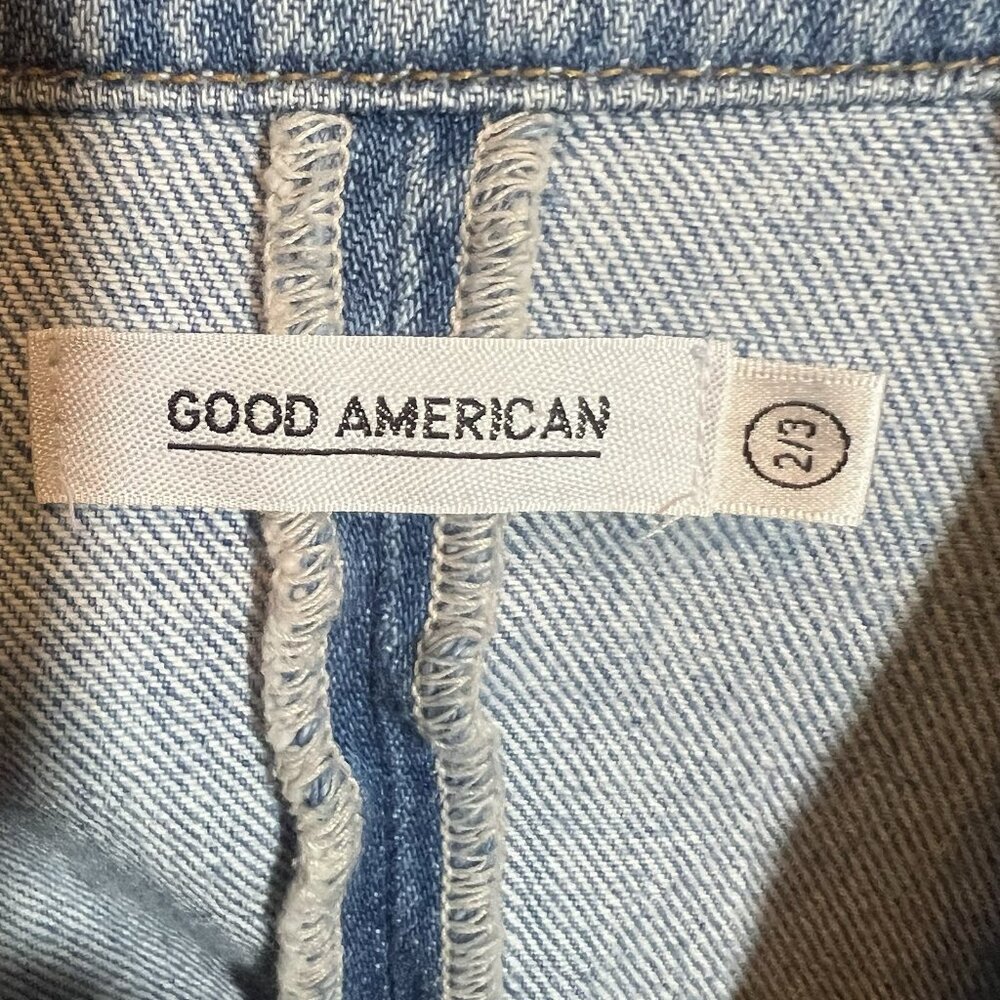 Good American Women’s Denim Jacket Size 2/3 Medium/ Large Blue Letter A Cotton - Picture 4 of 13